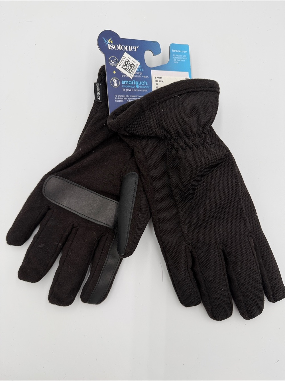 isotoner Black Men’s Touchscreen Gloves with Grip Panels